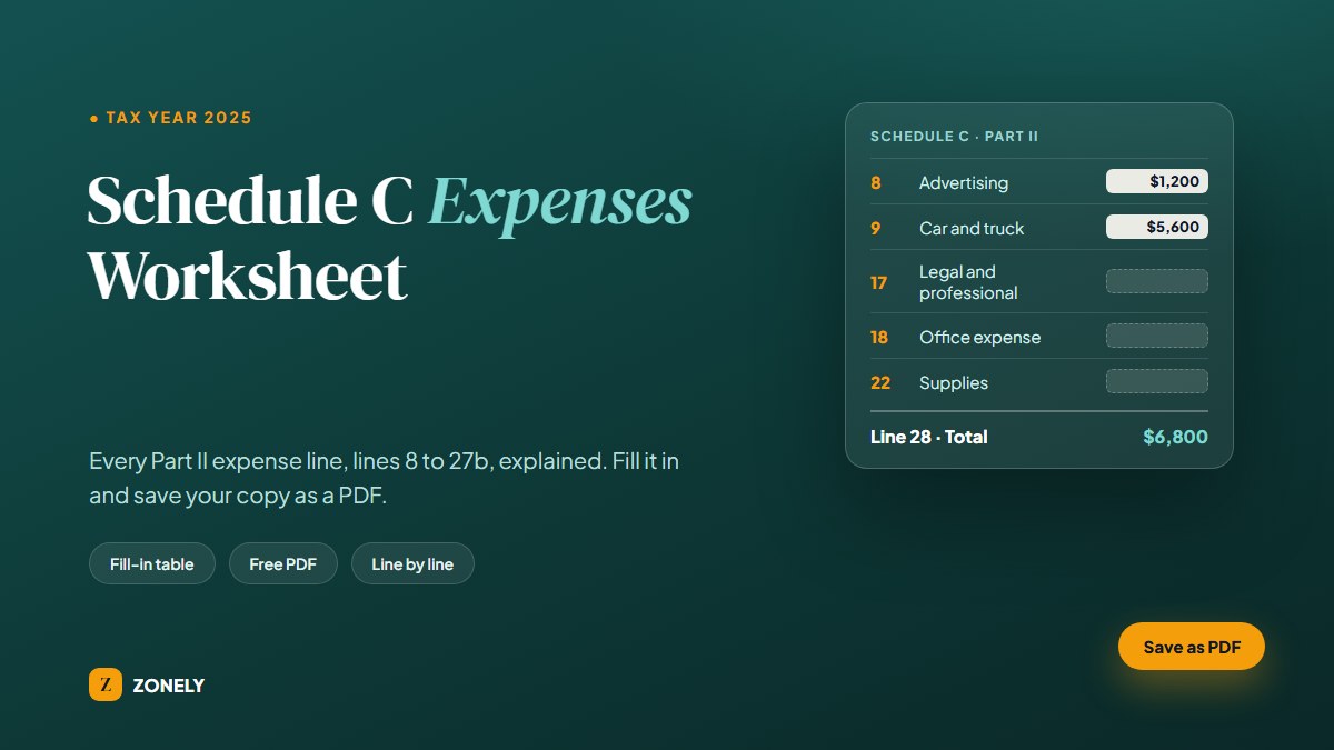 Schedule C Expenses Worksheet (Free PDF + Guide)
